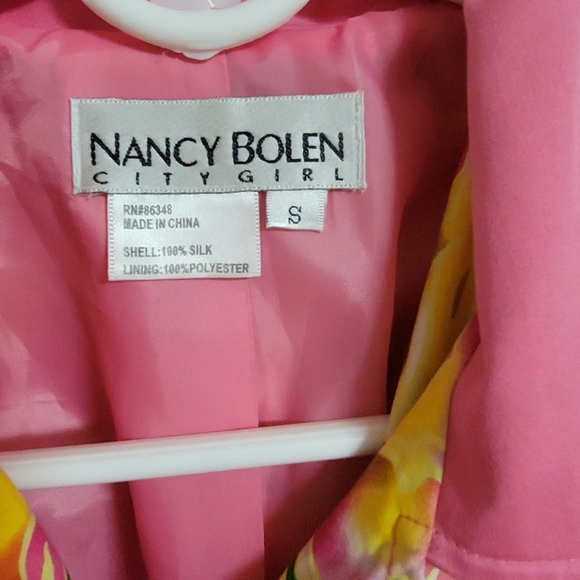 Nancy Bolen Tropical Floral Beaded Jacket 100% Silk - Picture 3 of 3